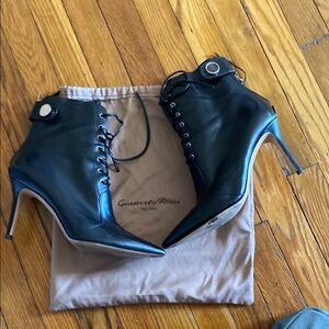 Pre-Loved Gianvito Rossi Black Leather Lace-up Heeled Booties